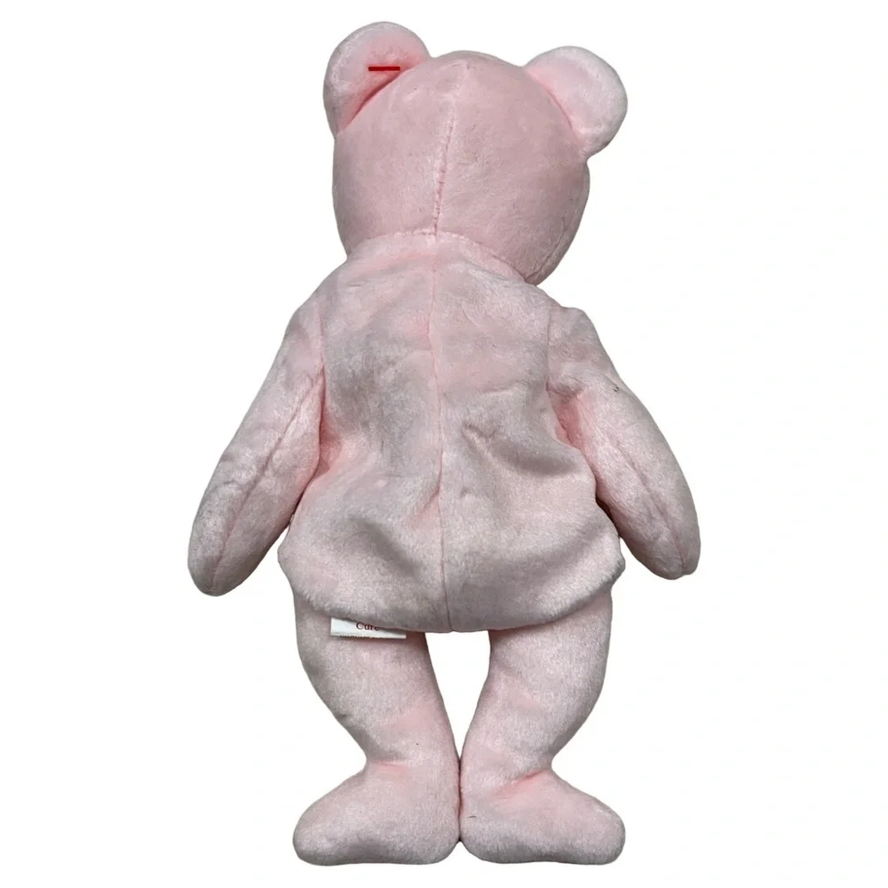 CURE 2003 RARE Collectible Ty Beanie Babie Pink Teddy Bear Plush Toy!